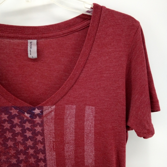 Kennedy Space Station Red American Flag 4th of July Cotton Blend Tee L Science - Picture 7 of 7